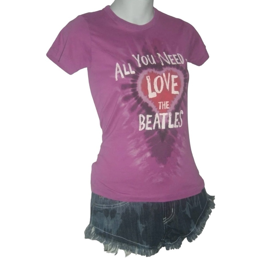 Beatles Tee Shirt Pink Tie Dye All You Need Is Love McCartney Lennon Band Boho - Picture 2 of 9